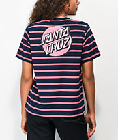 Santa Cruz Scribble Dot Navy & Pink Stripe T-Shirt