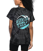 Santa Cruz Wave Dot camiseta negra con efecto tie dye