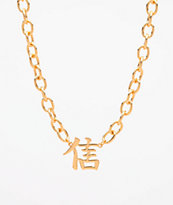 Stone + Locket Gold Kanji Trust Necklace
