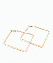 Stone + Locket Gold Square Hoop Earrings