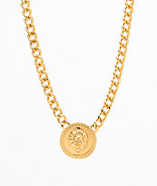 Stone + Locket Lion Medallion Necklace