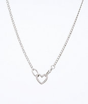 Stone + Locket Mini Heart & Clasp Silver Necklace