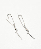 Stone + Locket Rose Safety Pin pendientes