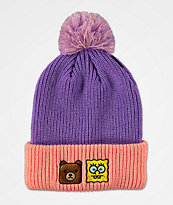 Teddy Fresh x SpongeBob SquarePants Purple & Pink Pom Beanie