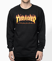 Thrasher Flame Logo Black Long Sleeve T-Shirt