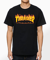 Thrasher Flame Logo camiseta negra
