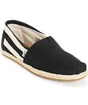 Toms Classic University Black Stripe Women's Shoes