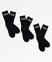 Vans Boys Classic Black 3 Pack Crew Socks
