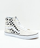 Vans Sk8-Hi Checkerboard Flame zapatos de skate en blanco