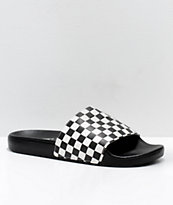 Vans Slide-On sandalias a cuadros en negro y blanco