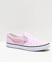 Vans Slip-On Lilac & Snow White Checkerboard Skate Shoes