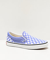 Vans Slip-On Pale Iris & White Checkerboard Skate Shoes