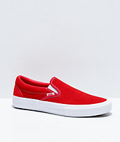 Vans Slip-On Pro Red & White Suede Skate Shoes