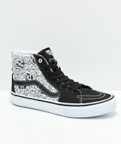 Vans x Sketchy Tank Sk8-Hi Pro zapatos de skate reflectantes en negro y blanco