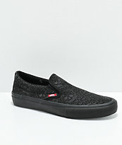 Vans x Sketchy Tank Slip-On Pro zapatos de skate negros reflectantes