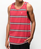 Volcom Beauville camiseta roja sin mangas de rayas
