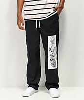 Welcome Glam Dragon Black Elastic Waist Pants