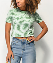 Zine Quinn Green Tie Dye Crop T-Shirt