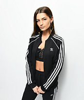 adidas 3 Stripe chaqueta negra de chándal