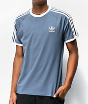 adidas 3 Stripes Blue T-Shirt
