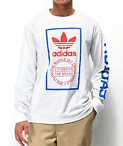 adidas Box Logo White Long Sleeve T-Shirt