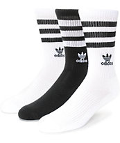 adidas Roller paquete de 3 calcetines negros y blancos