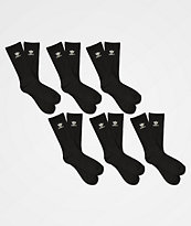 adidas Trefoil Black 6 Pack Crew Socks