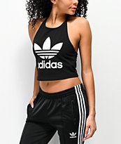 adidas Trefoil Black Halter Crop Tank Top