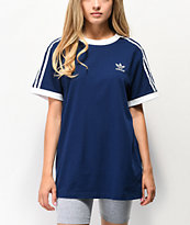 adidas camiseta azul oscuro de 3 rayas