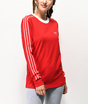 adidas camiseta de manga larga escarlata de 3 rayas