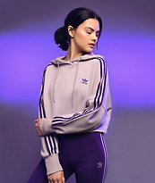 adidas sudadera con capucha corta morada de 3 rayas
