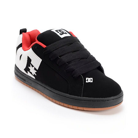 DC Court Graffik Black, White, & Red Skate Shoe at Zumiez : PDP