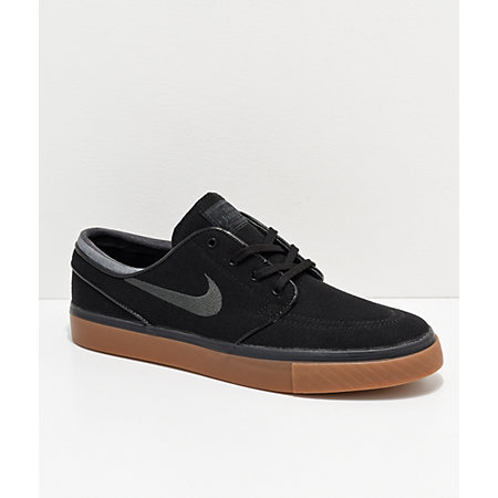 Nike SB Zoom Stefan Janoski Black, Anthracite, & Gum Canvas Shoes at ...