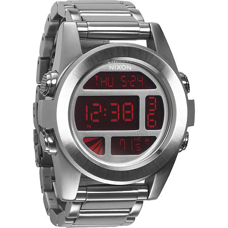 Nixon The Unit SS Silver & Red Digital Watch at Zumiez : PDP