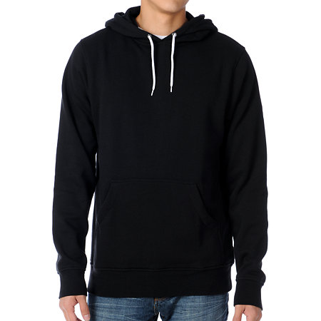 Zine Pulley Solid Black Pullover Hoodie at Zumiez : PDP