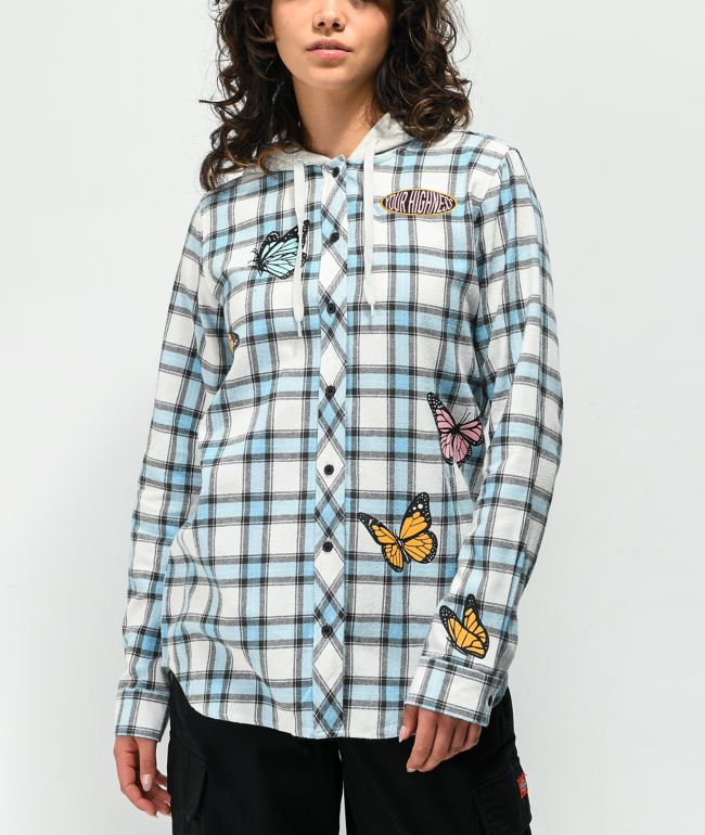 Your Highness Sativa Blue Hooded Flannel Shirt