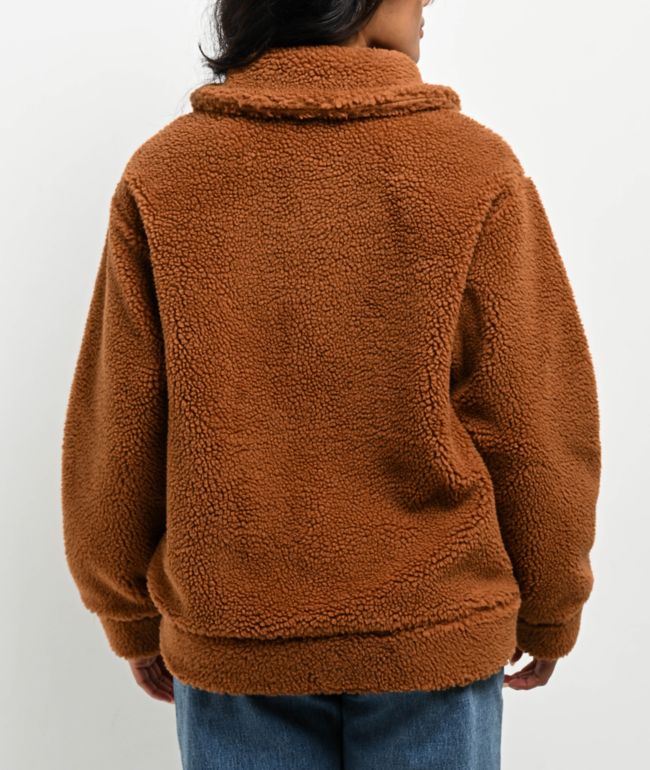 24COLOURS Sherpa Brown Zip Jacket - thumbnail 2
