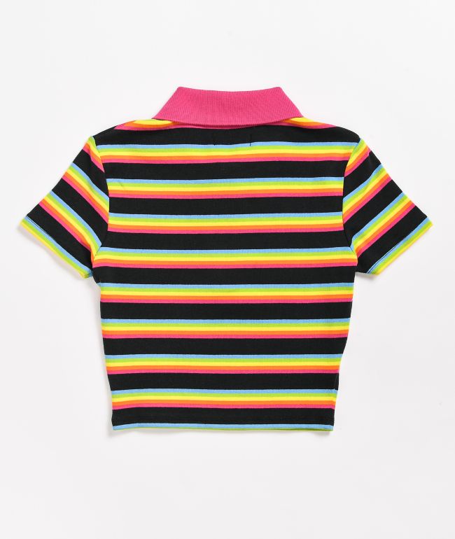 A-Lab Cordina Rainbow Zip Crop Polo Shirt - thumbnail 3