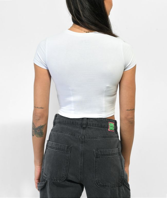 A-Lab Frenemies White Crop T-Shirt - thumbnail 3