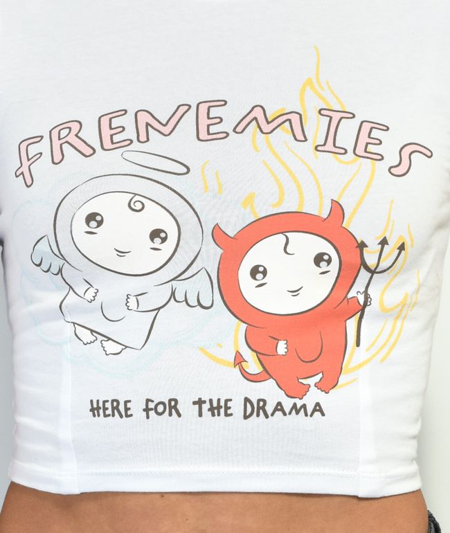 A-Lab Frenemies White Crop T-Shirt - thumbnail 2