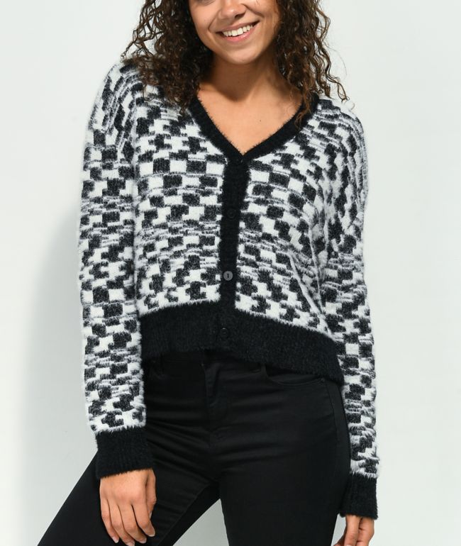 A-Lab Kiana Skew Checkered Black & White Sweater