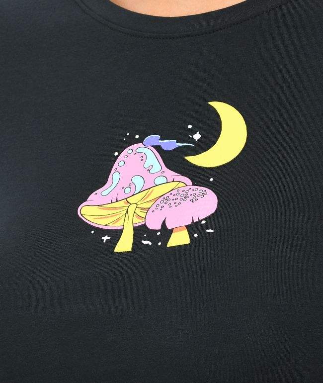 A-Lab Serina Mushroom Black Crop T-Shirt - thumbnail 3
