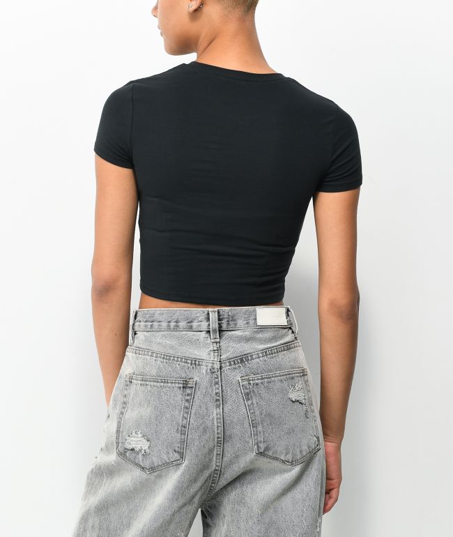 A-Lab Serina Mushroom Black Crop T-Shirt - thumbnail 2
