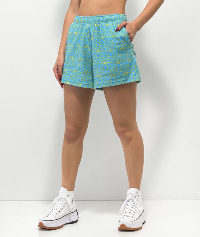 A.LAB Calisto Flower Blue Terry Cloth Shorts