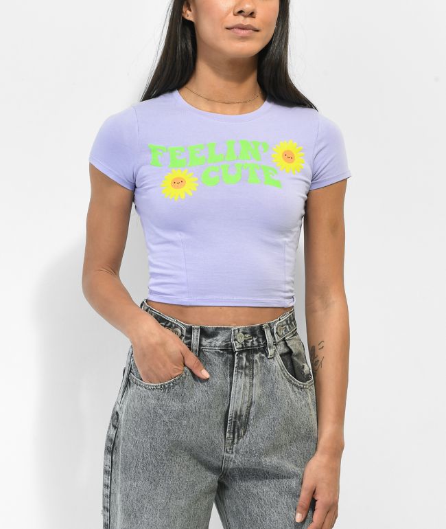 A.LAB Feelin Cute Lavender Crop T-Shirt