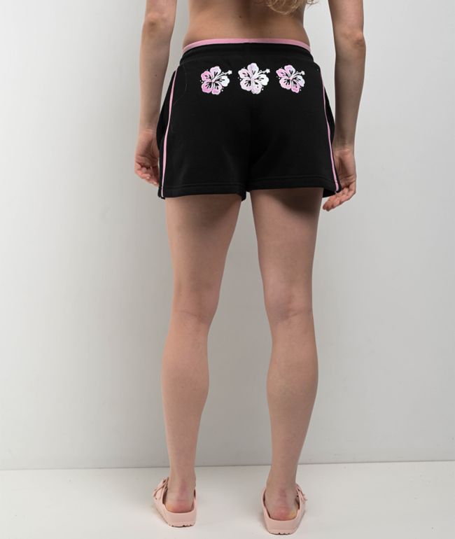 A.LAB Jana Hibiscus Black Sweat Shorts