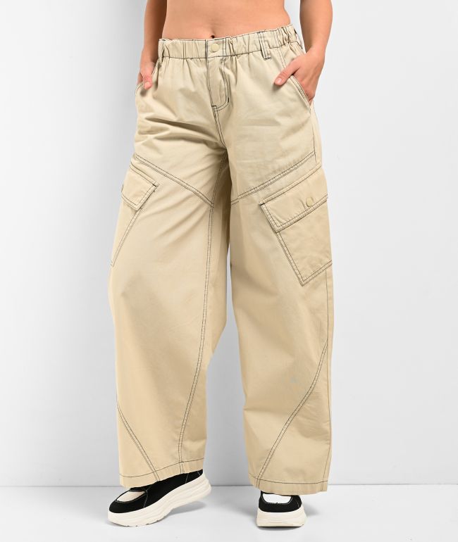 A.LAB Leo Y2K Rave Natural Wide Leg Cargo Pants