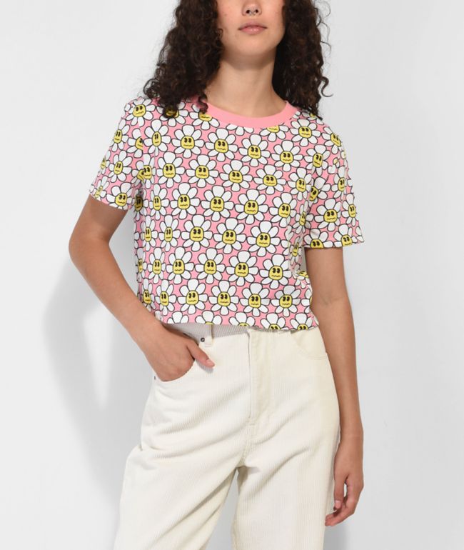 A.LAB Quinnie Daisy All Over Pink Crop T-Shirt