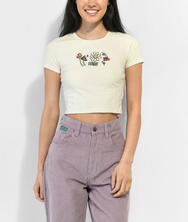 A.LAB Serina Happy Tan Crop T-Shirt
