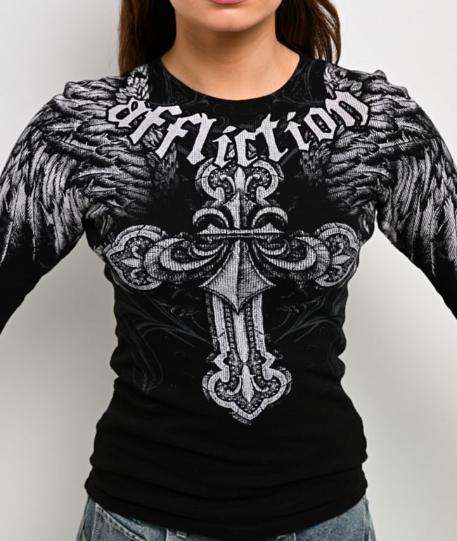 Affliction Angelo Black Thermal Long Sleeve T-Shirt - thumbnail 3